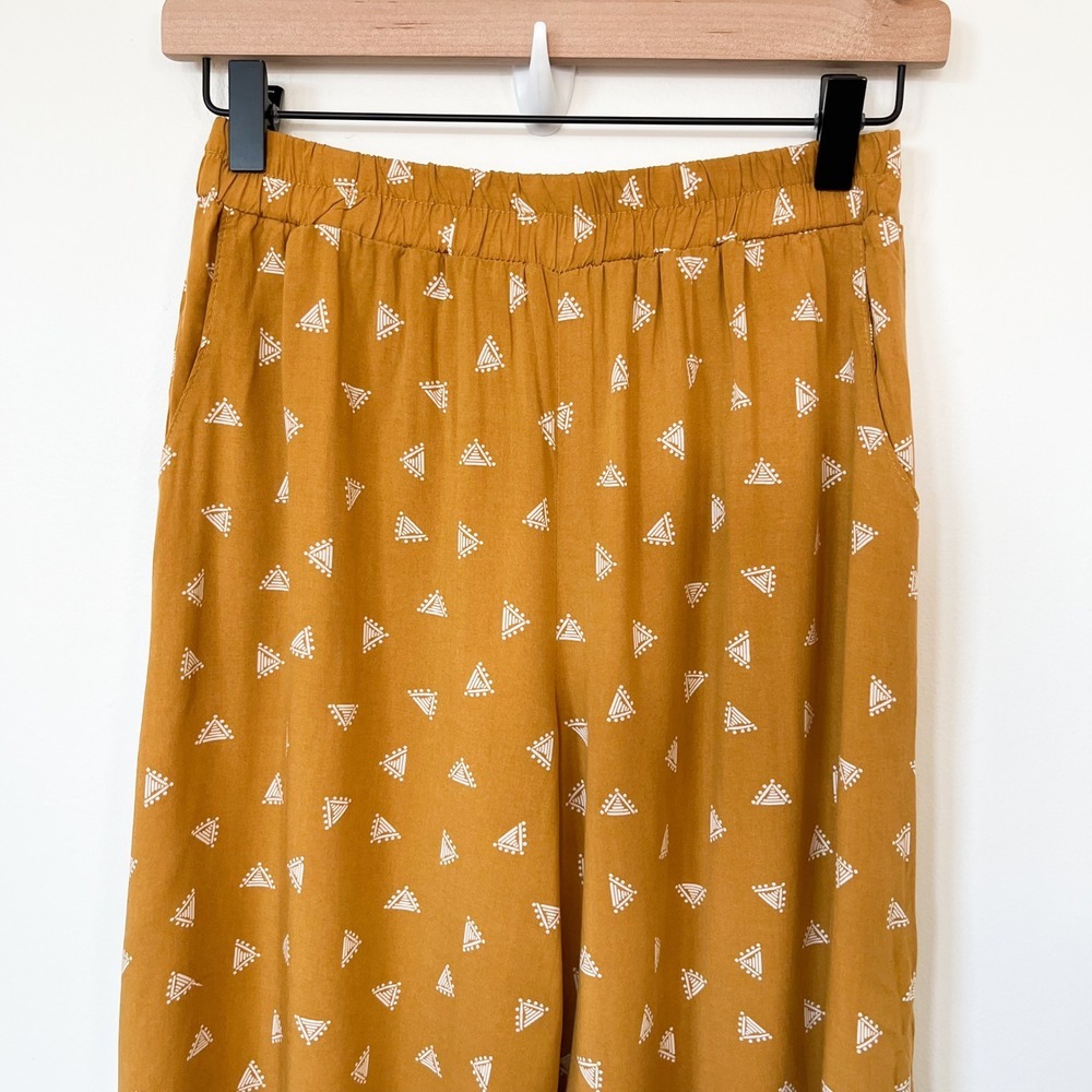 Carly Jean Los Angeles Jocelyn Wide Leg Crop Pants Small Yellow - Picture 4 of 13